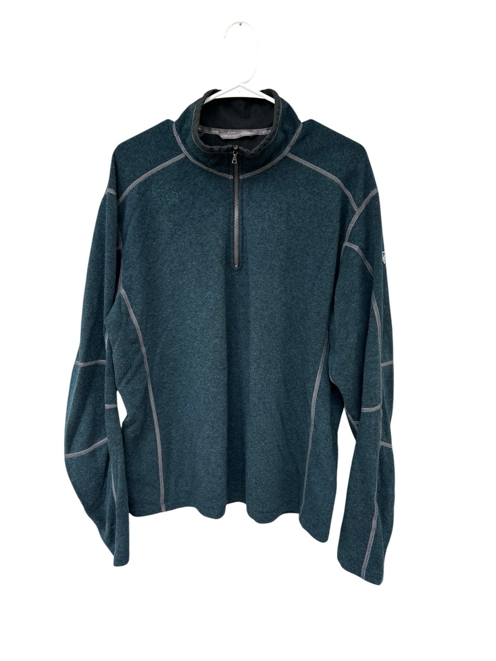 KUHL Men's Quarter-Zip Fleece Pullover Sweatshirt - Dark Teal - Size XL - Hiking - Picture 2 of 10